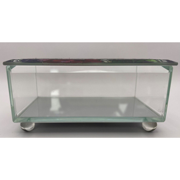 Pre-owned Hand painted Joan Baker Designs 4.75" x 2.25" Glass Box W/Mirror ONLY - Picture 4 of 9